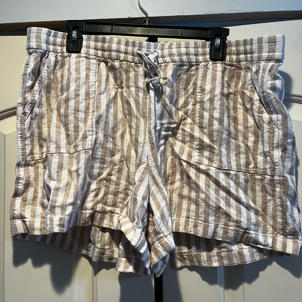J. Crew Tan and White Striped Women's Cargo Shorts